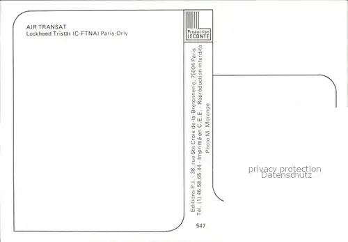 Flugzeuge Zivil Air Transat Lockheed Tristar C FTNA  Kat. Flug