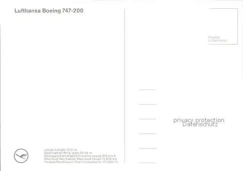 Lufthansa Boeing 747 200 Kat. Flug