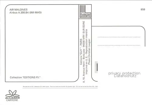 Flugzeuge Zivil Air Maldives Airbus A.300.B4 9M MHD Kat. Flug