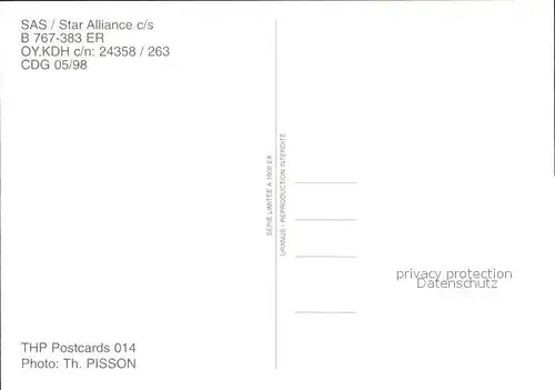Flugzeuge Zivil SAS Star Alliance c s B 767 383 ER OY.KDH c n 24358 263 Kat. Flug