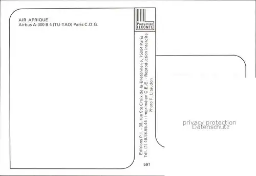 Flugzeuge Zivil Air Afrique Airbus A 300 B4 TU TAO  Kat. Flug