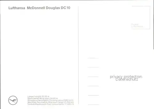 Lufthansa McDonnell Douglas DC10 Kat. Flug