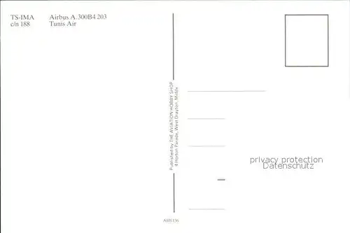 Flugzeuge Zivil Tunis Air TS IMA Airbus A.300B4 203 c n 188 Kat. Flug