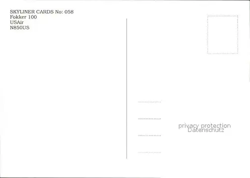Flugzeuge Zivil Fokker 100 USAir N85OUS Kat. Flug