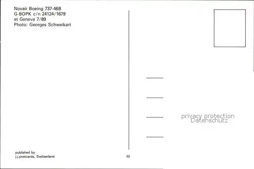 Flugzeuge Zivil Novair Boeing 737 46B G BOPK c n 24124 1679 Kat. Flug