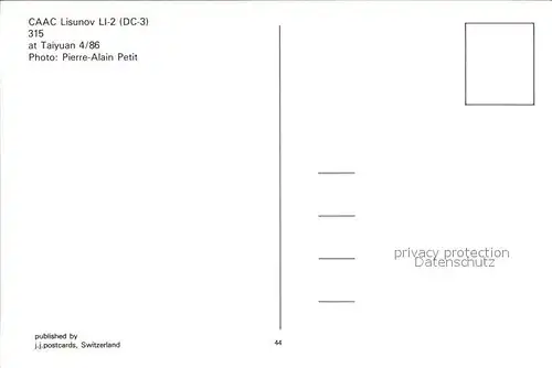 Flugzeuge Zivil CAAC Lisunov LI 2 DC 3 315  Kat. Flug