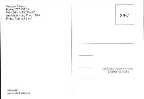 Flugzeuge Zivil Vietnam Airlines Boeing 767 33AER VH NOE c n 25535 477 Kat. Flug