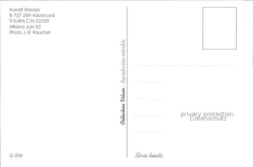 Flugzeuge Zivil Kuwait Airways B 727 269 Advanced 9K AFA c n 22359 Kat. Flug