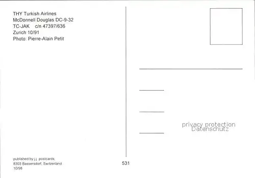 Flugzeuge Zivil THY Turkish Airlines McDonnell Douglas DC 9 32 TC JAK c n 47397 636 Kat. Flug