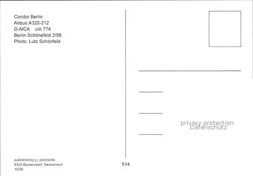 Flugzeuge Zivil Condor Berlin Airbus A320 212 D AICA c n 774 Kat. Flug