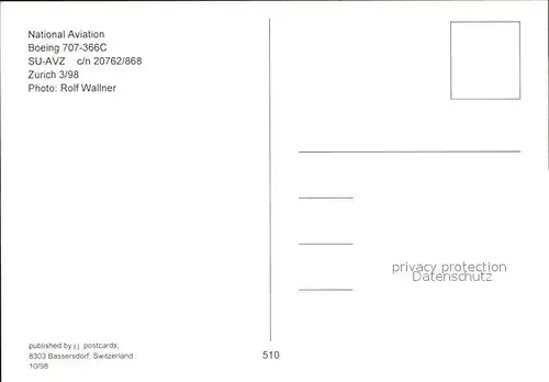 Flugzeuge Zivil National Aviation Boeing 707 366C SU AVZ c n 20762 868 Kat. Flug