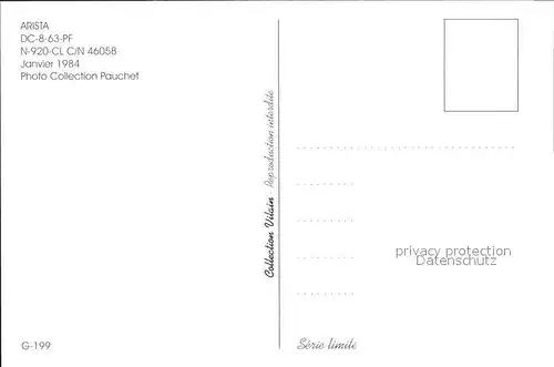 Flugzeuge Zivil Arista DC 8 63 PF N 920 CL c n 46058 Kat. Flug