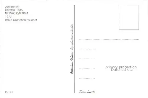 Flugzeuge Zivil Johnson Air Electra L 188A N7137C c n 1074 Kat. Flug