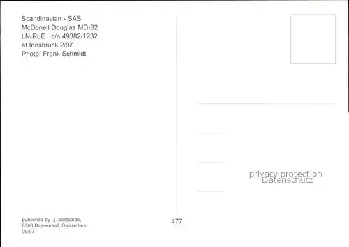 Flugzeuge Zivil Scandinavian SAS McDonnell Douglas MD-82 LN-RLE c/n 49382/1232 / Flug /