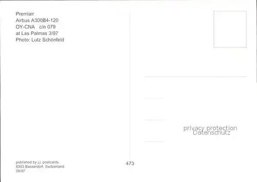 Flugzeuge Zivil Premiair Airbus A300B4 120 OY CNA c n 079 Kat. Flug