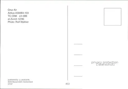 Flugzeuge Zivil Onur Air Airbus A300B4 103 TC ONK c n 086 Kat. Flug