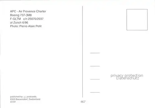 Flugzeuge Zivil APC Boeing 737 3M8 F GLTM c n 25070 2037 Kat. Flug