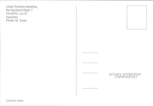 Flugzeuge Zivil Linea Turistica Aereotuy De Havilland Dash 7 YV 637C c n 47 Kat. Flug