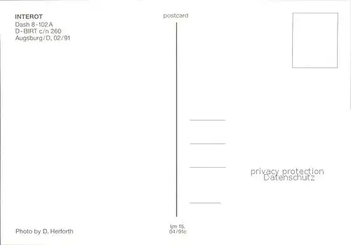 Flugzeuge Zivil Interot Dash 8 102A D BIRT c n 260 Kat. Flug