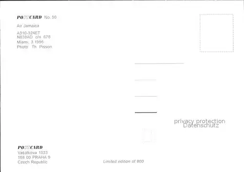 Flugzeuge Zivil Air Jamaica A310 324ET N839AD c n 678 Kat. Flug