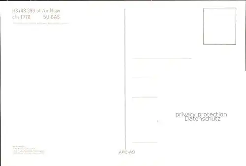 Flugzeuge Zivil HS748 399 Air Niger c n 1778 5U BAS  Kat. Flug