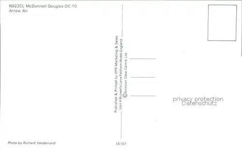 Flugzeuge Zivil Arrow Air N922CL McDonnell Douglas DC 10 Kat. Flug