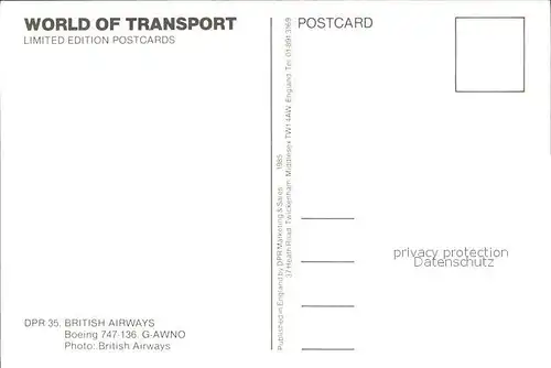 Flugzeuge Zivil British Airways Boeing 747 136 G AWNO  Kat. Flug