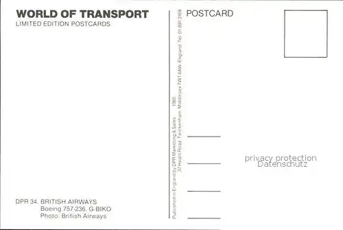 Flugzeuge Zivil British Airways Boeing 757 236 G BIKO  Kat. Flug