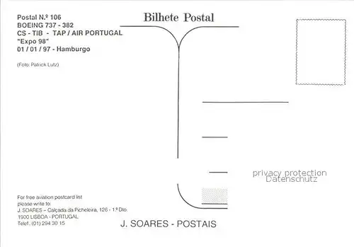 Flugzeuge Zivil Boeing 737 382 CS TIB TAP Air Portugal Expo 98  Kat. Flug