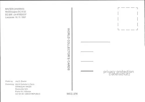 Flugzeuge Zivil Binter Canarias McDDouglas DC 9 32 EC BIR c n 47093 237 Kat. Flug