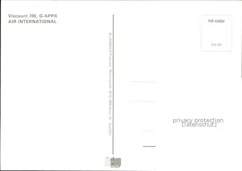 Flugzeuge Zivil Viscount 700 G APPX Air International  Kat. Flug