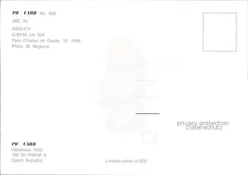 Flugzeuge Zivil JMC Air A320 214 G BVYA c n 354 Kat. Flug