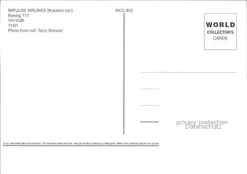Flugzeuge Zivil Impulse Airlines Boeing 717 VH VQB  Kat. Flug