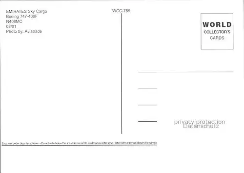 Flugzeuge Zivil Emirates Sky Cargo Boeing 747 400F N408MC  Kat. Flug