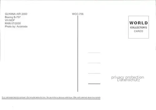 Flugzeuge Zivil Guyana Air 2000 Boeing B 757 VH NOF  Kat. Flug