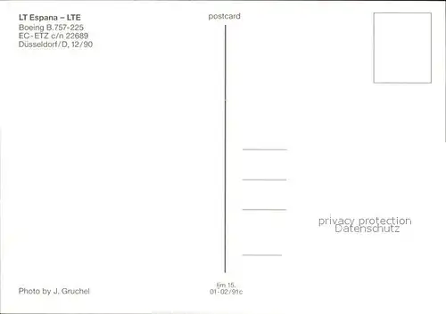 Flugzeuge Zivil LT Espana LTE Boeing B 757 225 EC ETZ c n 22689 Kat. Flug