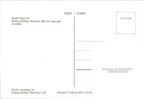 Flugzeuge Zivil South East Air Pilatus Britten Norman BN 24 Islander G OSEA Kat. Flug