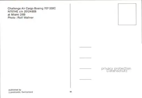 Flugzeuge Zivil Challenge Air Cargo Boeing 707 330C N707HE c n 20124 806 Kat. Flug