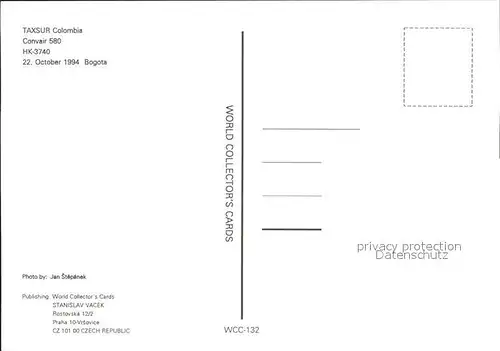 Flugzeuge Zivil Taxsur Colombia Convair 580 HK 3740  Kat. Flug