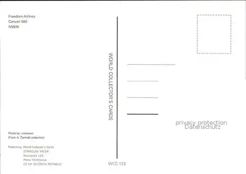 Flugzeuge Zivil Freedom Airlines Convair 580 N5835 Kat. Flug