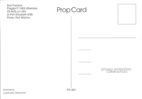 Flugzeuge Zivil Ace Express Piaggio P.166S Albatross ZS NJS c n 454 Kat. Flug