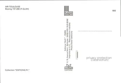 Flugzeuge Zivil Air Toulouse Boeing 737.200 F GLXH Kat. Flug