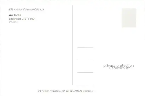 Flugzeuge Zivil Air India Lockheed L1011 500 V2 LEJ Kat. Flug
