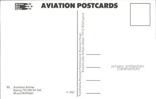 Flugzeuge Zivil Australian Airlines Boeing 737 376 VH TAF  Kat. Flug