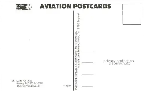 Flugzeuge Zivil Delta Air Lines Boeing 767 232 N108DL Kat. Flug