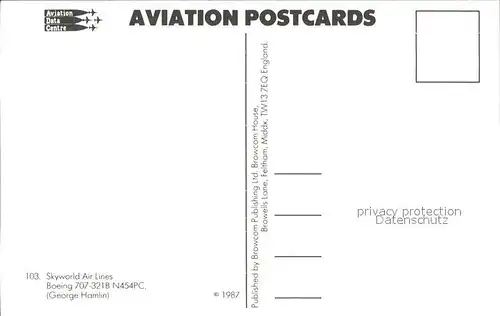 Flugzeuge Zivil Skyworld Air Lines Boeing 707 321B N454PC  Kat. Flug