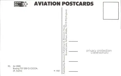 Flugzeuge Zivil Air 2000 Boeing 757 200 G OOOA Kat. Flug