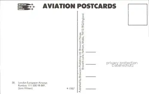 Flugzeuge Zivil London European Airways Rombac 111 500 YR BRF  Kat. Flug