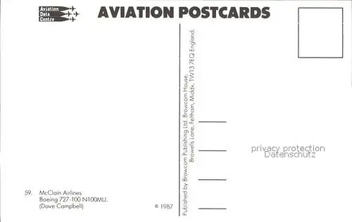 Flugzeuge Zivil McClain Airlines Boeing 727 100 N100MU Kat. Flug