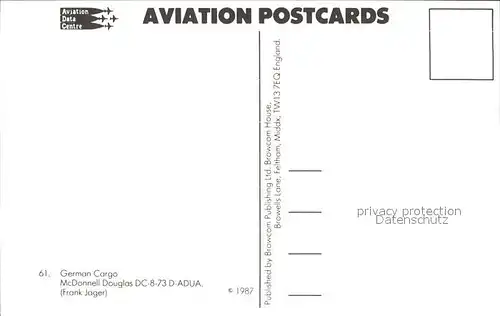 Flugzeuge Zivil German Cargo McDonnell Douglas DC 8 73 D ADUA Kat. Flug